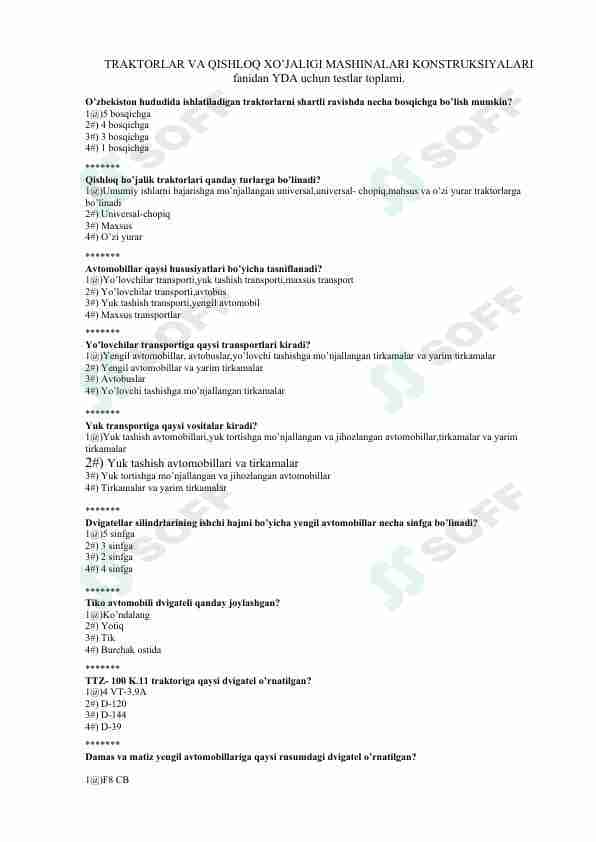 Traktorlar va QXM konstruksiyalari