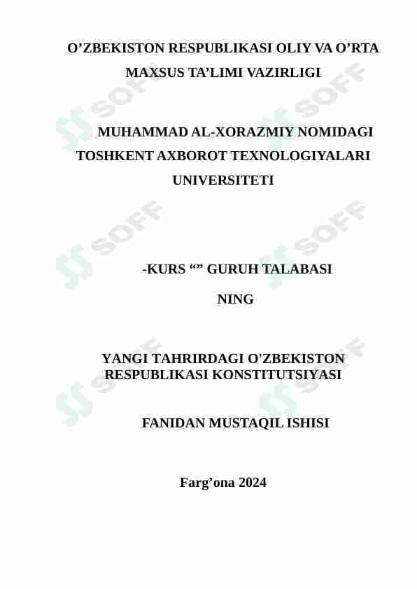 Yangi taxrirdagi O`zbekiston Respublikasi konstitusiyasi