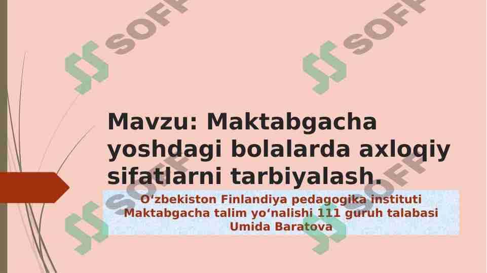 maktabgacha yoshdagi bolalarda axloqiy sifatlarni tarbiyalash
