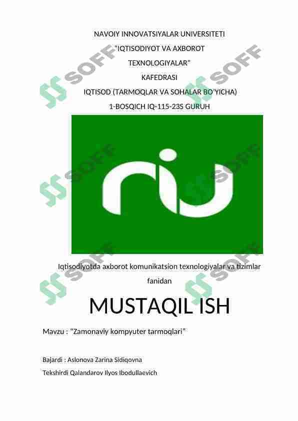 Zamonaviy kompyuter tarmoqlari