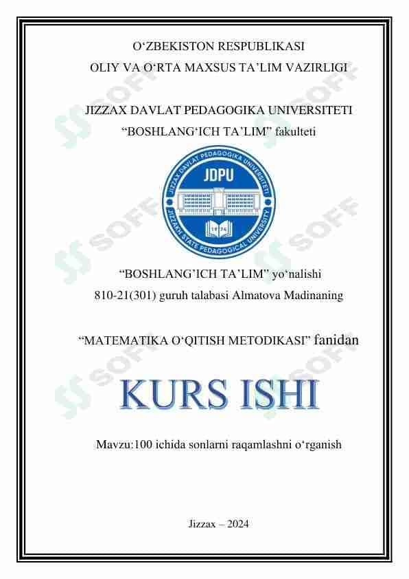 100 ichida sonlarni raqamlashni o‘rganish