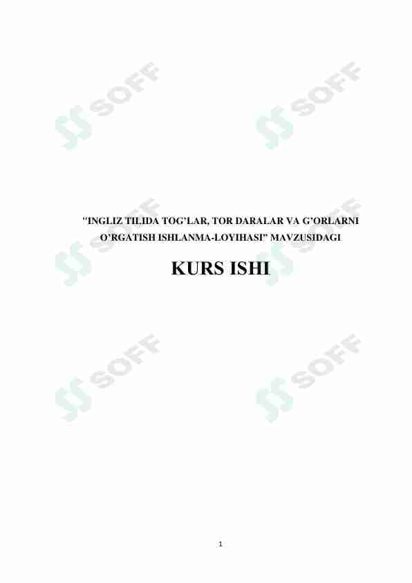 INGLIZ TILIDA TOG'LAR, TOR DARALAR VA G’ORLARNI O’RGATISH ISHLANMA-LOYIHASI