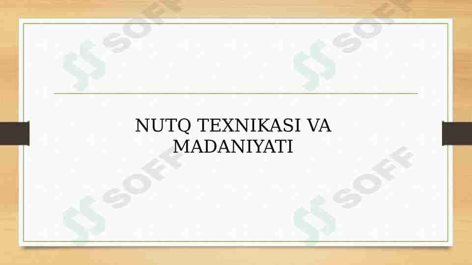 Nutq texnikasi va madaniyati