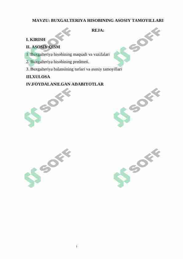 BUXGALTERIYA HISOBINING ASOSIY TAMOYILLARI