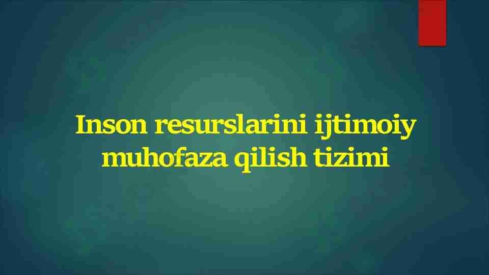 Inson resurslarini ijtimoiy muhofaza qilish tizimi
