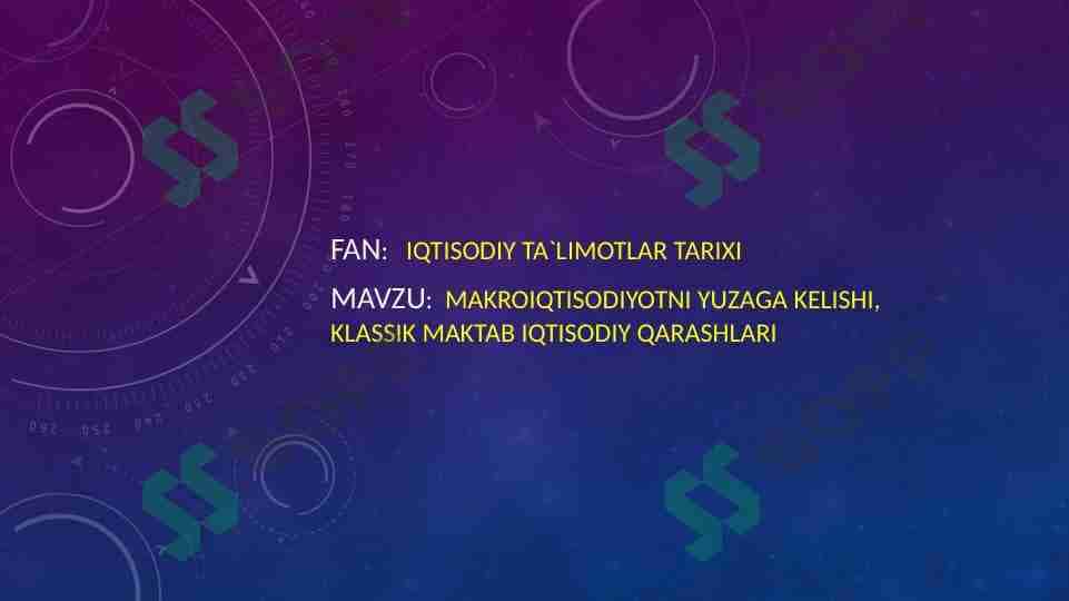 Makroiqtisodiyotni yuzaga kelishi, klassik maktab iqtisodiy qarashlari