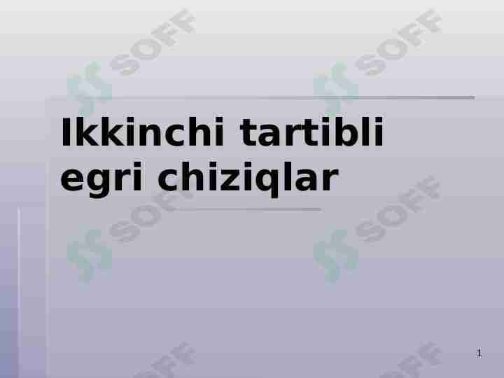 Ikkinchi tartibli egri chiziqlar