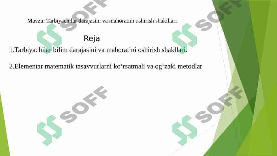Tarbiyachilar darajasini va mahoratini oshirish shakillari