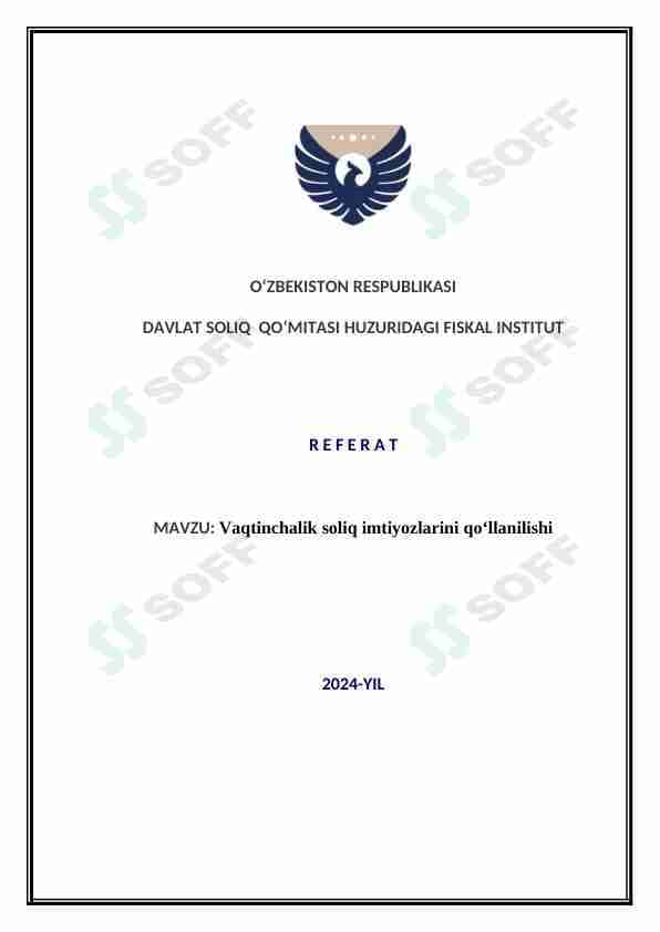 Vaqtinchalik soliq imtiyozlarini qo‘llanilishi
