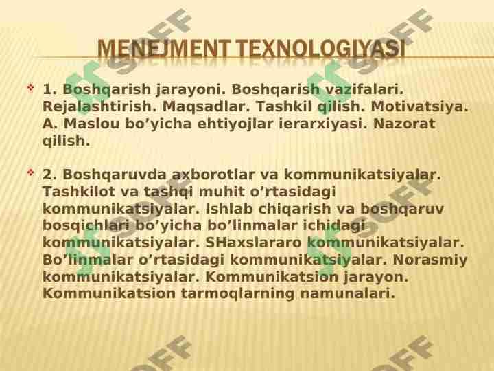 menejment taxnologiyasi