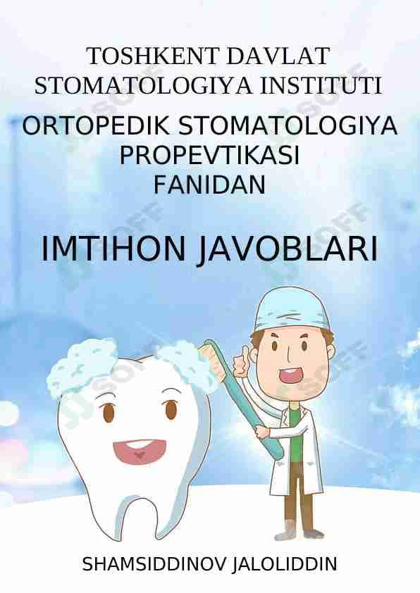 Ortopedik stomatologiya propedivtikasiga oid qo'llanma!