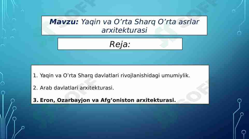Yaqin va O’rta Sharq O’rta asrlar arxitekturasi.
