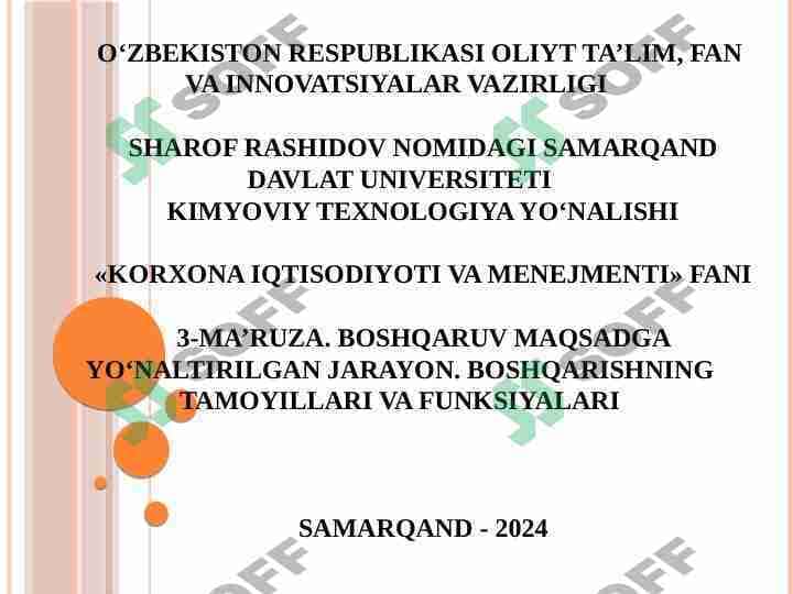 BOSHQARUV MAQSADGA YO‘NALTIRILGAN JARAYON. BOSHQARISHNING TAMOYILLARI VA FUNKSIYALARI