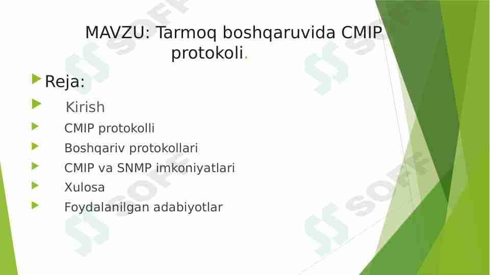 Tarmoq boshqaruvida CMIP protokoli