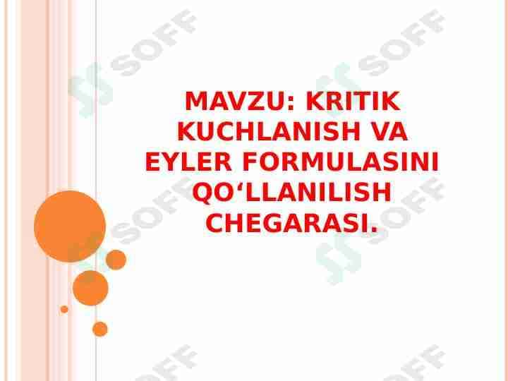 Kritik kuchlanish va eyler formulasini qo‘llanilish chegarasi