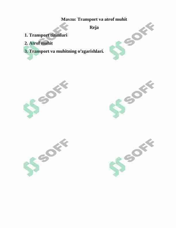Transport va atrof muhit