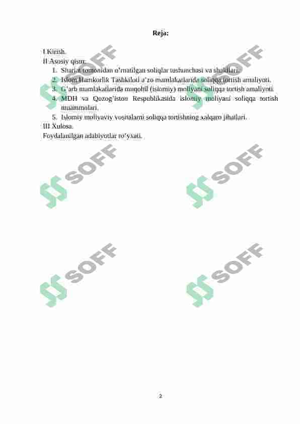 Islomda soliqning o'ziga xos xususiyatlari