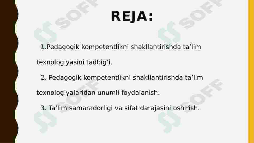 Kasbiy kompetentlikni shakllantirishida ta'lim texnologiyasining tadbiqi.