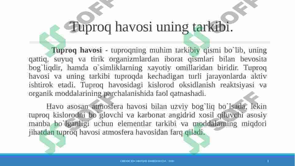 Tuproq havosi uning tarkibi