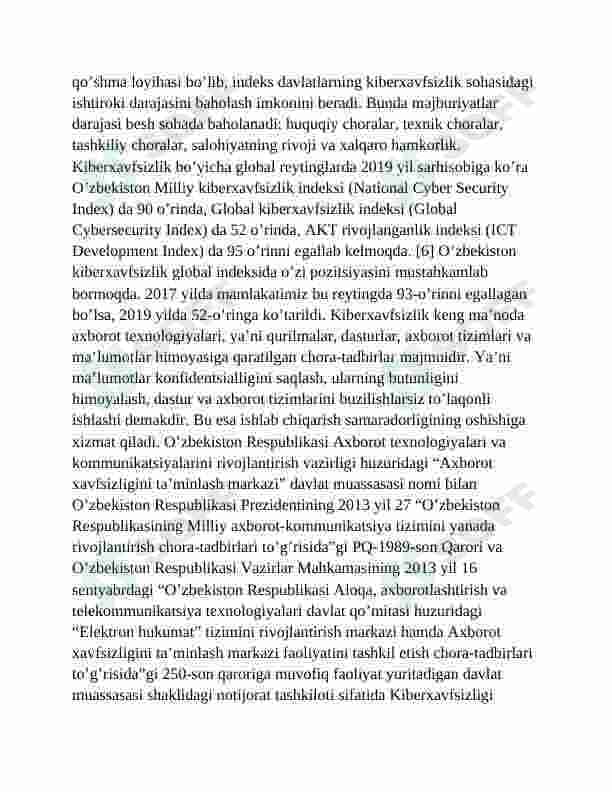 "Raqamli iqtisodiyotda kiberxavfsizlikni roli" mavzusida mustaqil ish