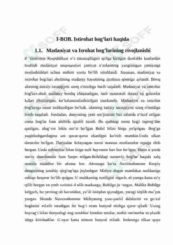 Istirohat bog'larini barpo etish