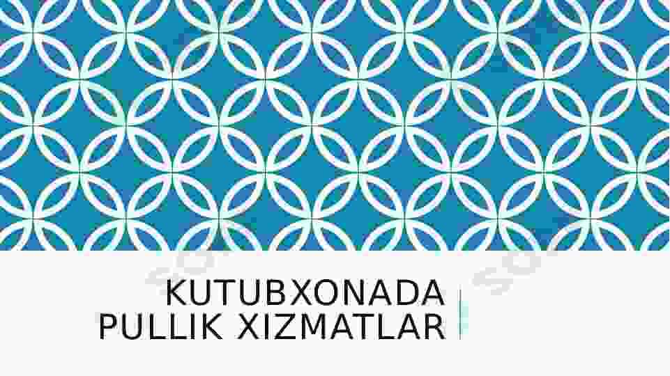 Kutubxonada pullik xizmatlar