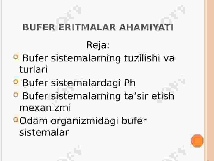 Bufer eritmalar ahamiyati