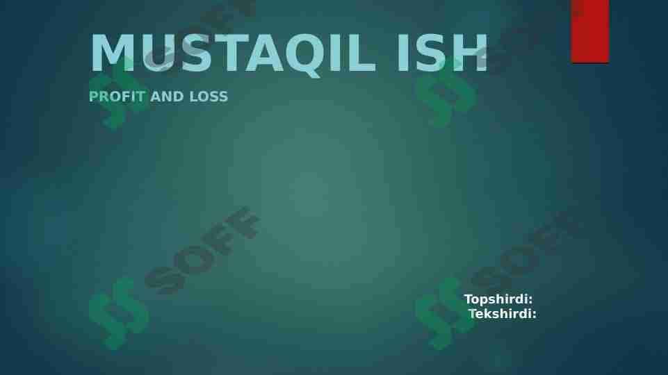 Profit and Loss