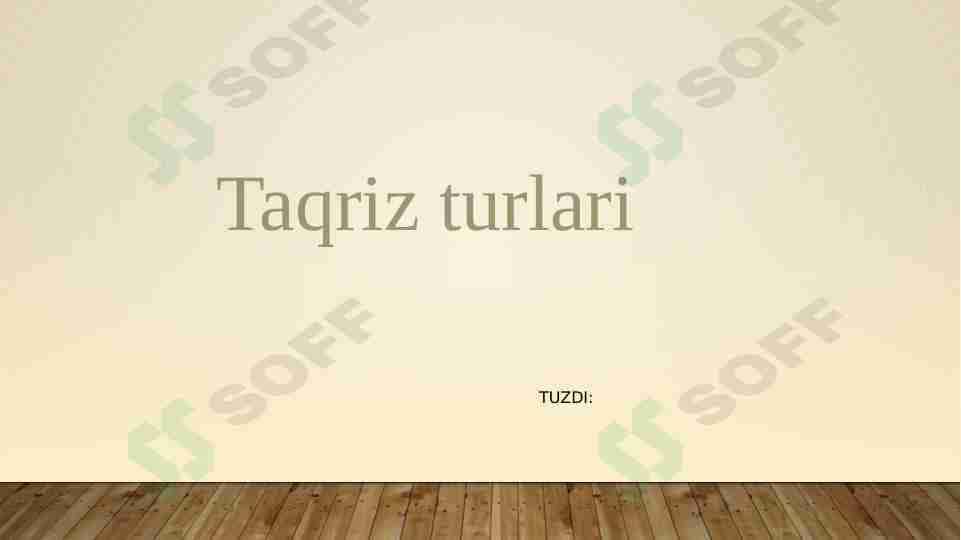 Taqriz turlari