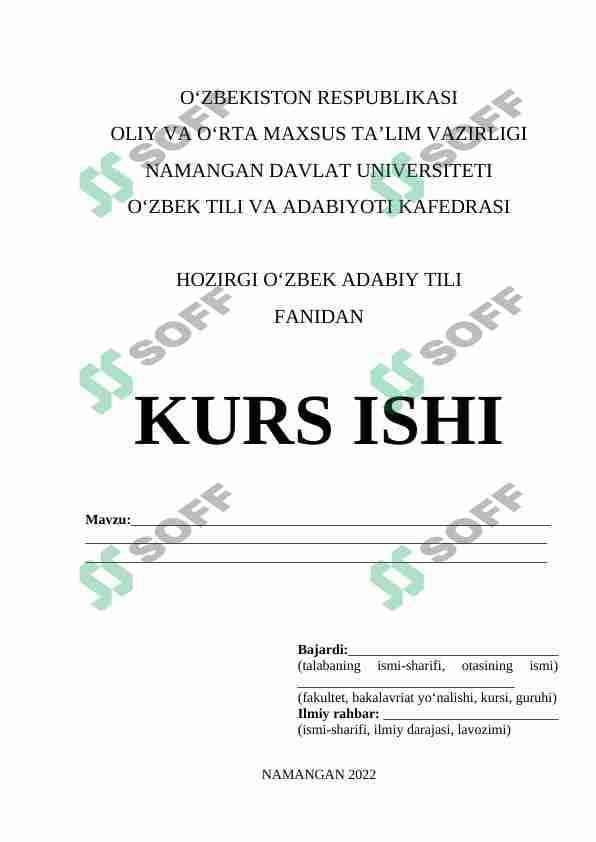 Leksika mavzusda kurs ishi