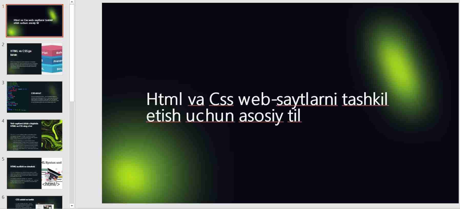 Html va Css web-saytlarni tashkil  etish uchun asosiy til