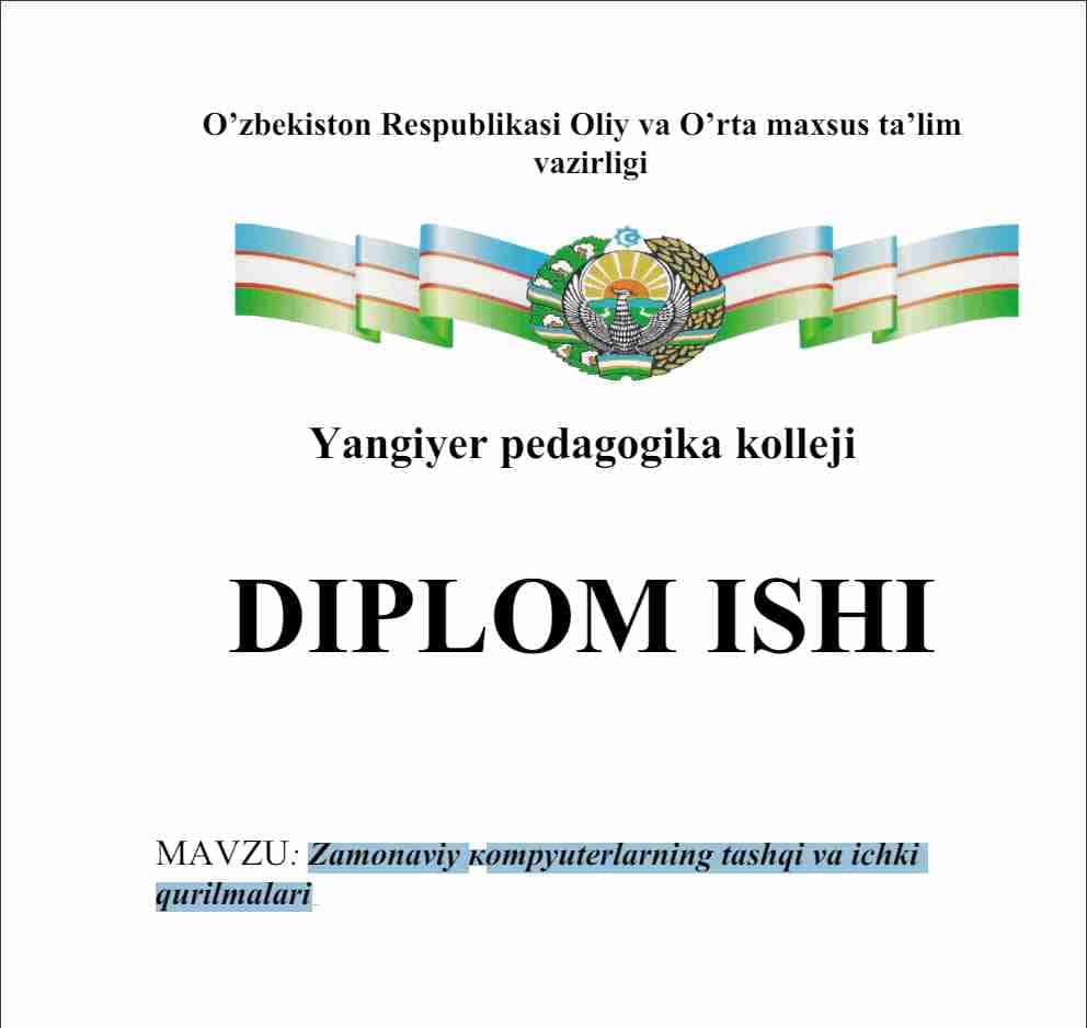 Zamonaviy кompyuterlarning tashqi va ichki qurilmalari