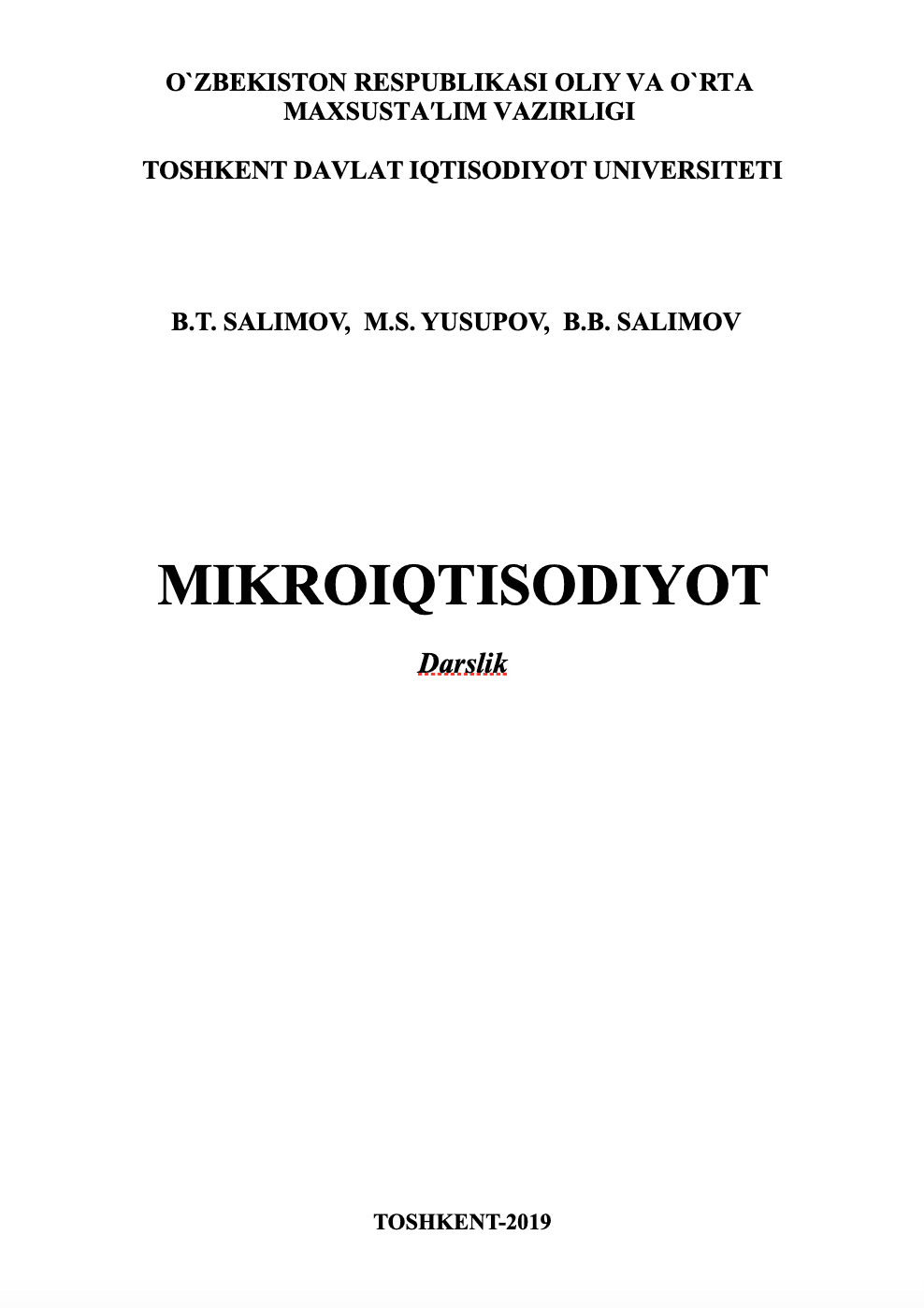 Mikroiqtisodiyot