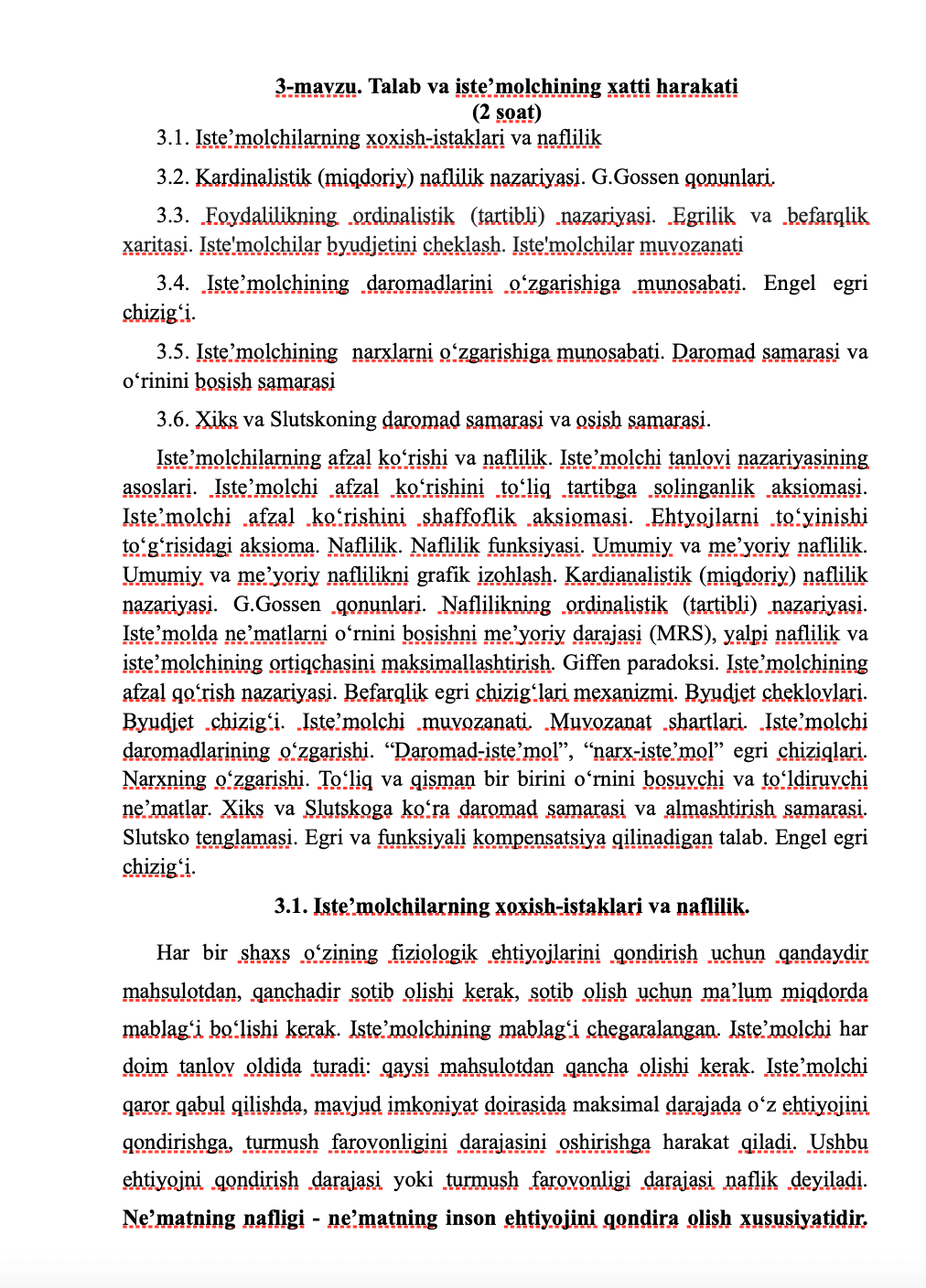 Talab va iste’molchining xatti harakati