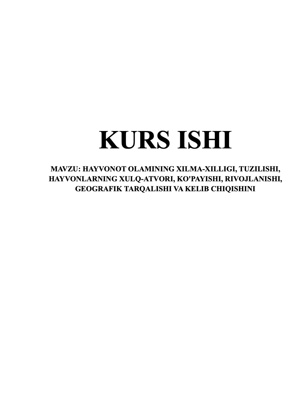 Hayvonot olamining Xilma-Xilligi va Tuzilishi