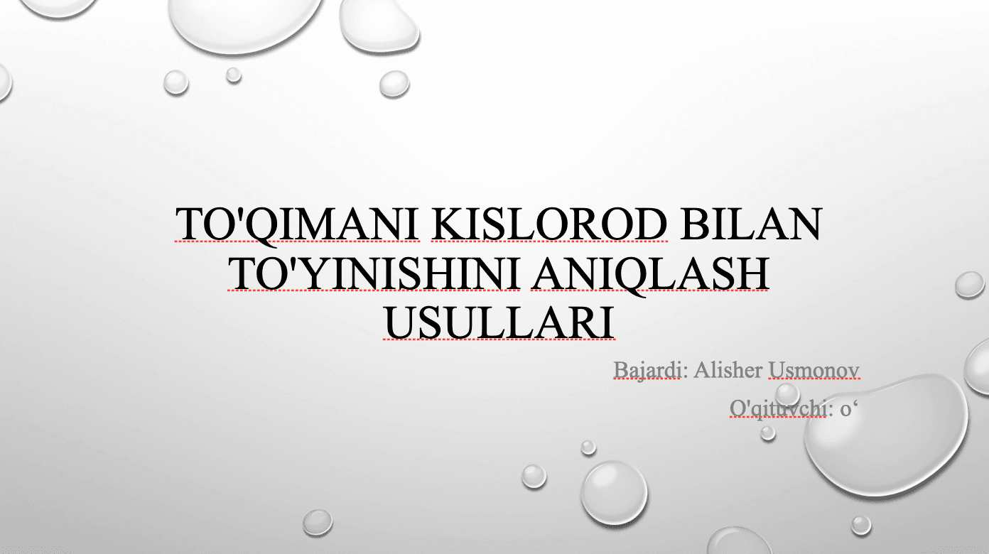 To'qimani kislorod bilan to'yinishini aniqlash usullari