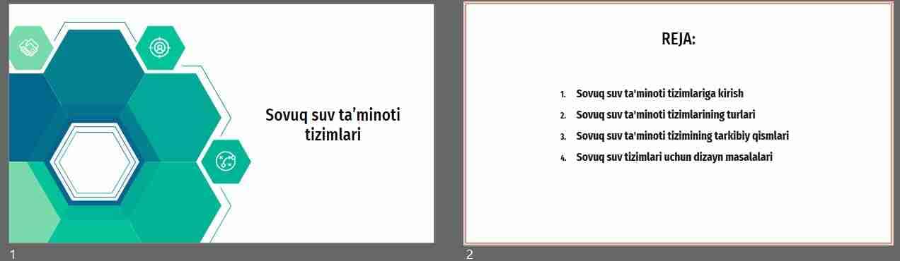 Sovuq suv ta'minoti tizimlari.