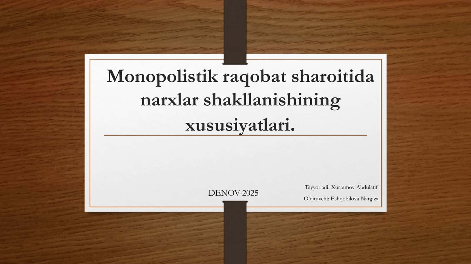 Monopolistik raqobat sharoitida narxlar shakllanishining xususiyatlari