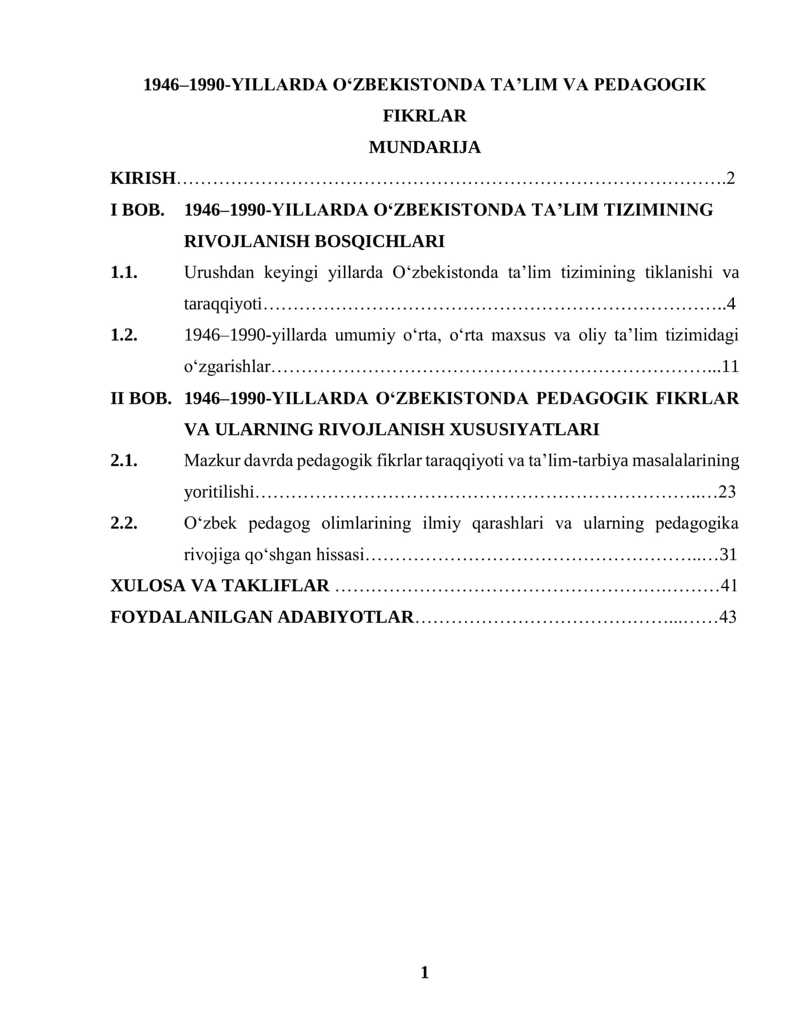 1946–1990-YILLARDA O‘ZBEKISTONDA TA’LIM VA PEDAGOGIK FIKRLAR