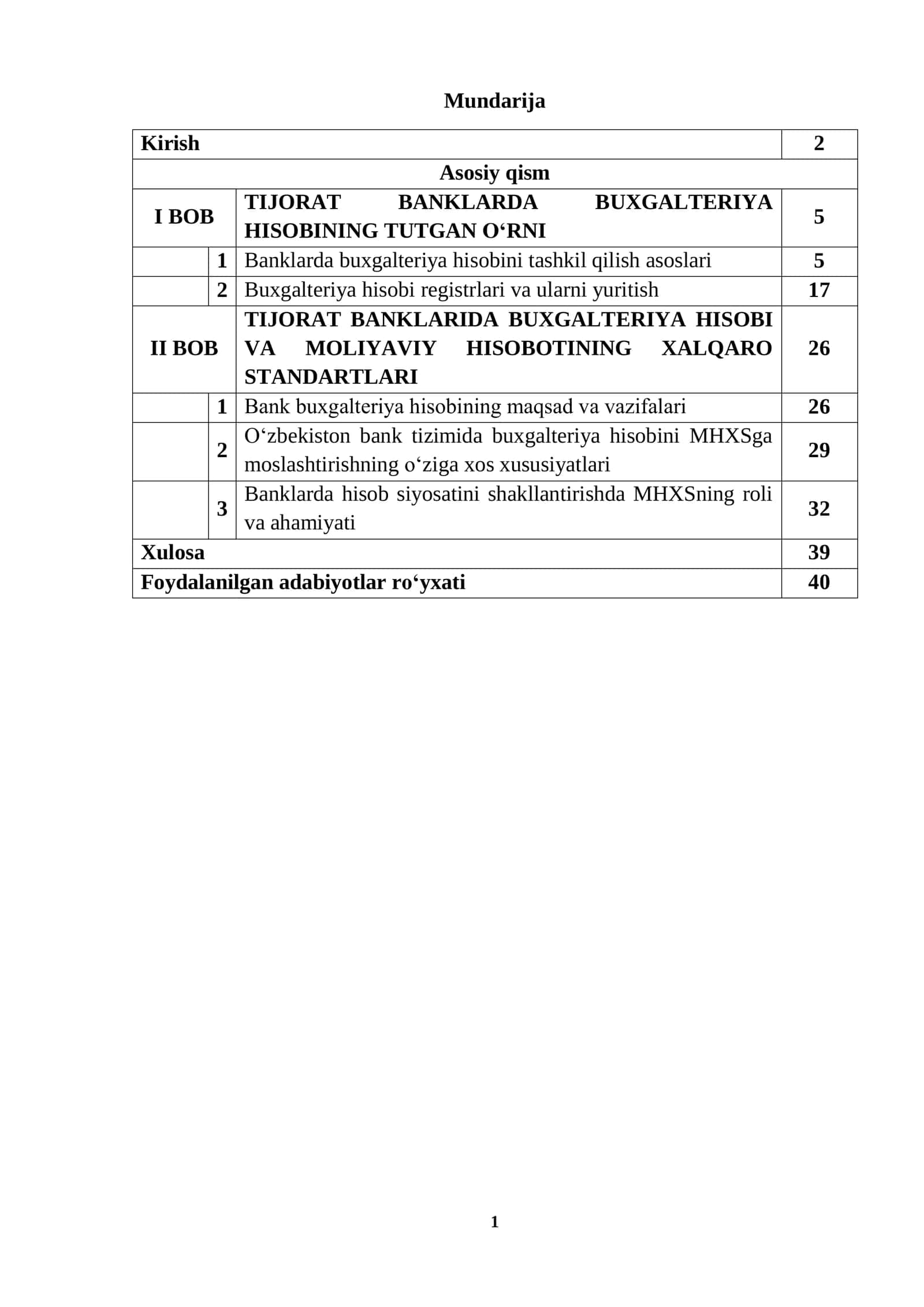 TIJORAT BANKLARIDA BUXGALTERIYA HISOBI VA MOLIYAVIY HISOBOTINING XALQARO STANDARTLARI