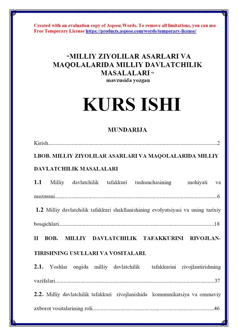 MILLIY ZIYOLILAR ASARLARI VA MAQOLALARIDA MILLIY DAVLATCHILIK MASALALARI