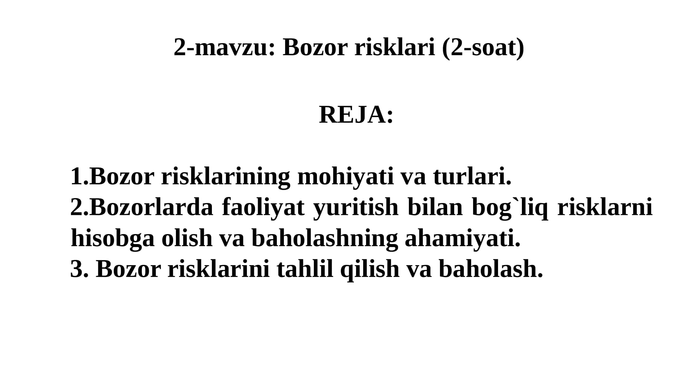 Bozor risklari