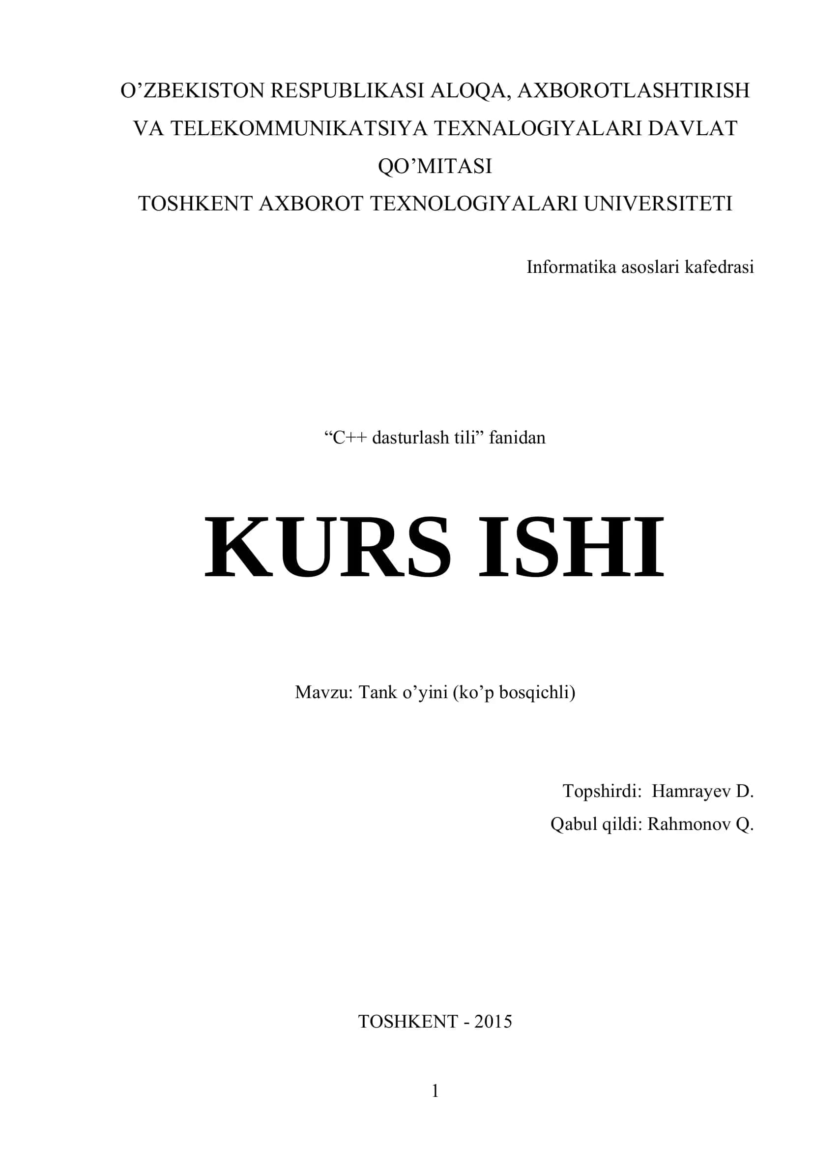 Tank o’yini (ko’p bosqichli)