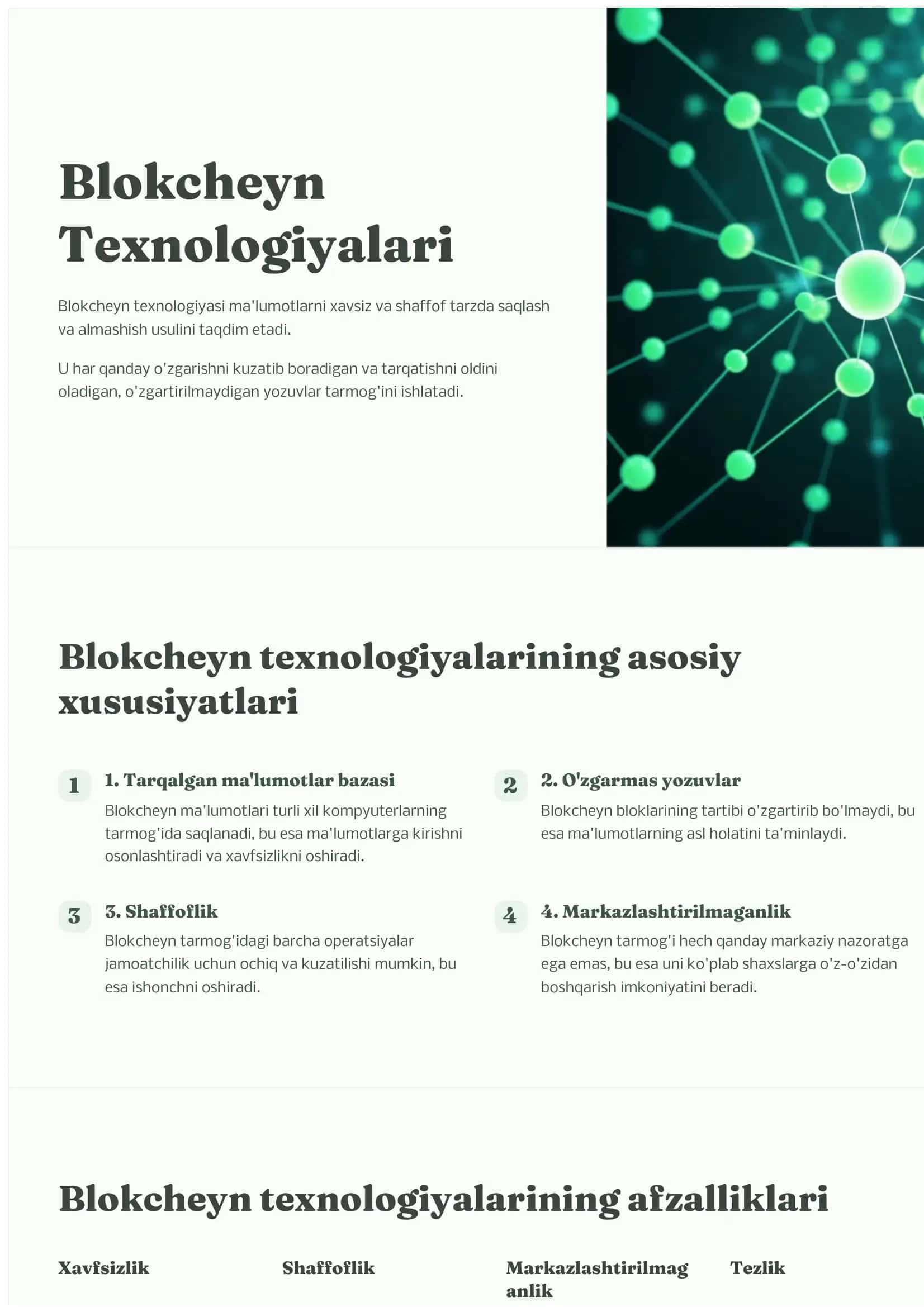 Blokcheyn-Texnologiyalar mavzusida taqdimot