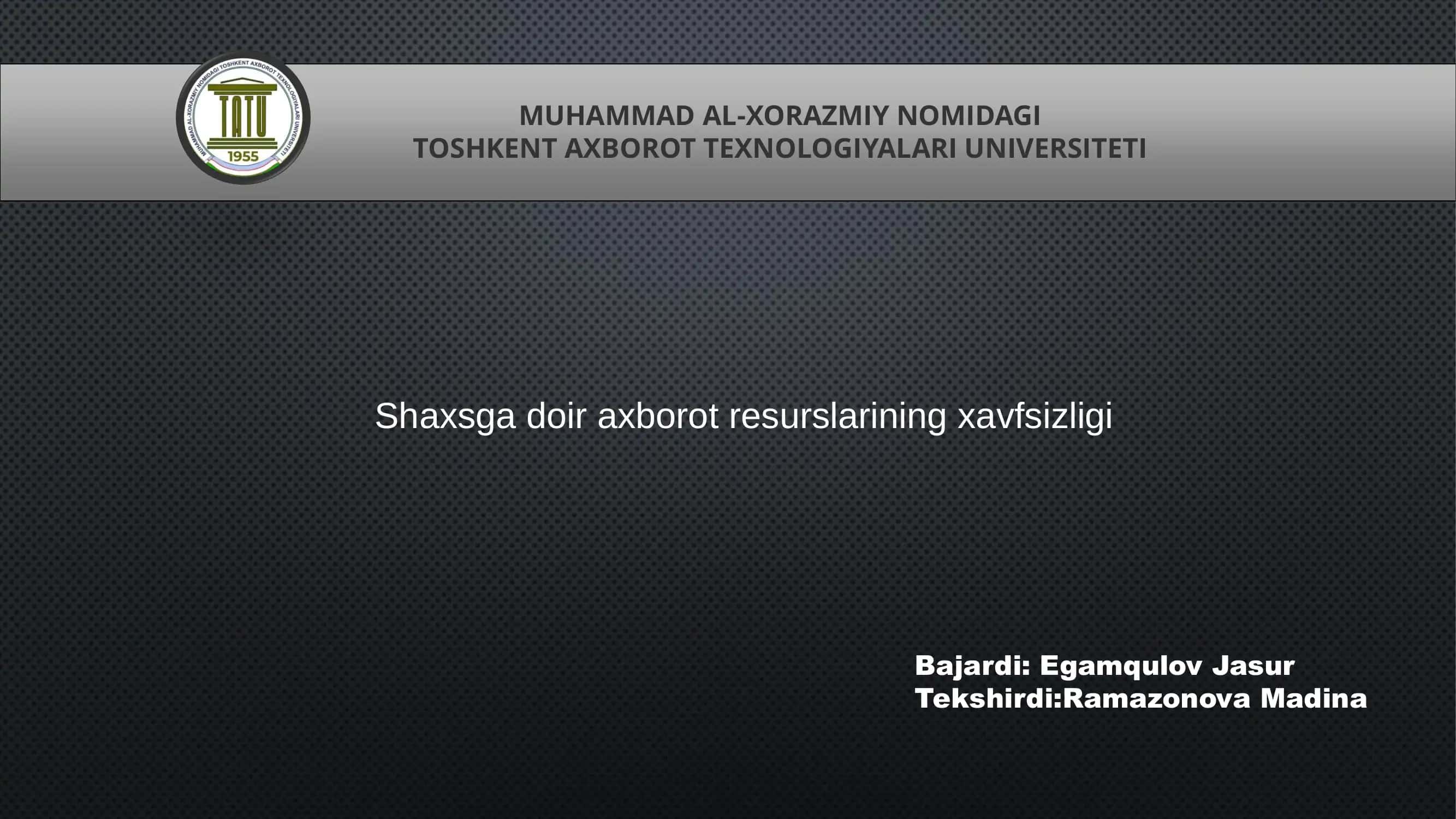 Kiberxavfsizlik Asoslari