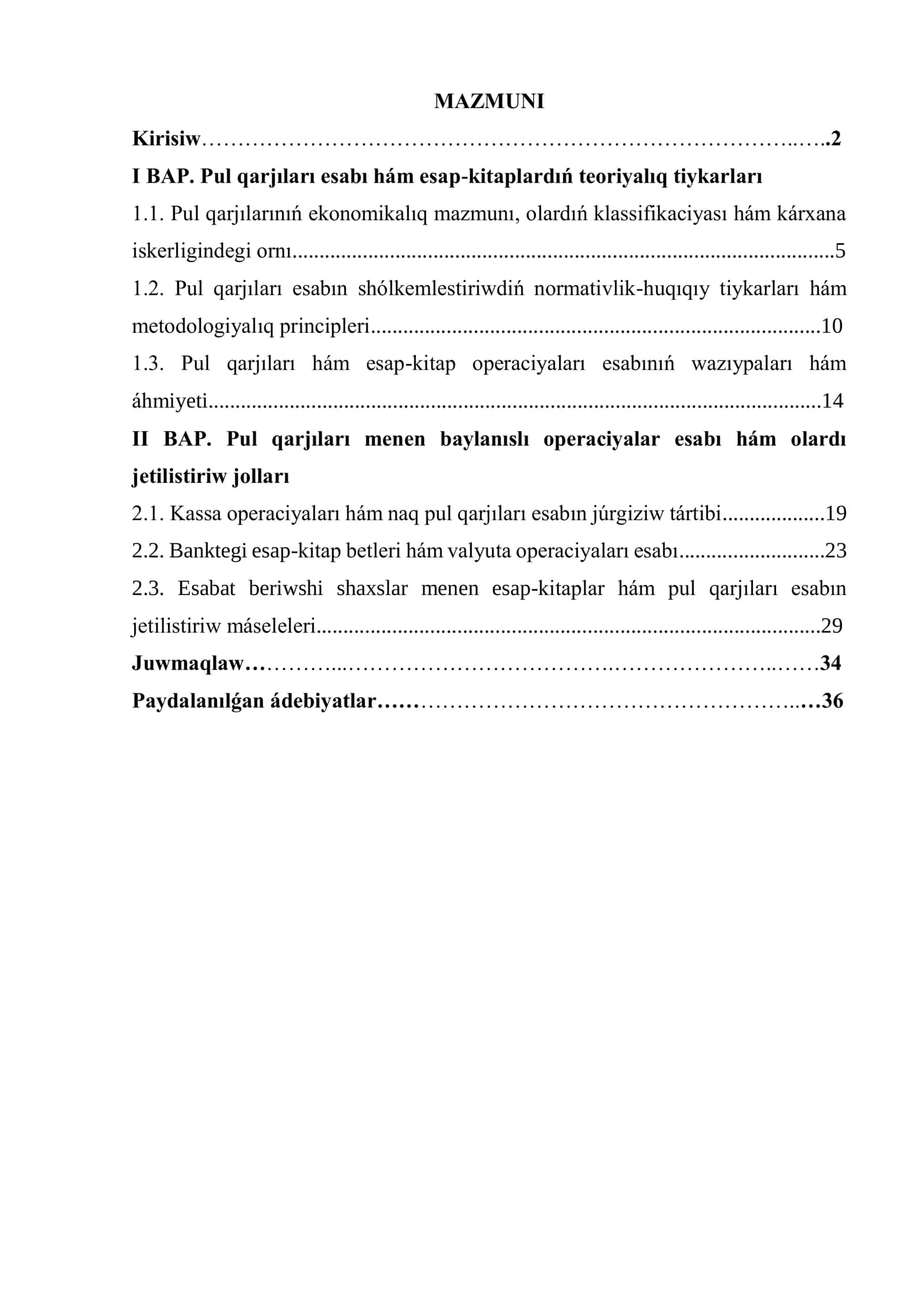 Pul qarjıları esabı hám esap-kitaplardıń teoriyalıq tiykarları