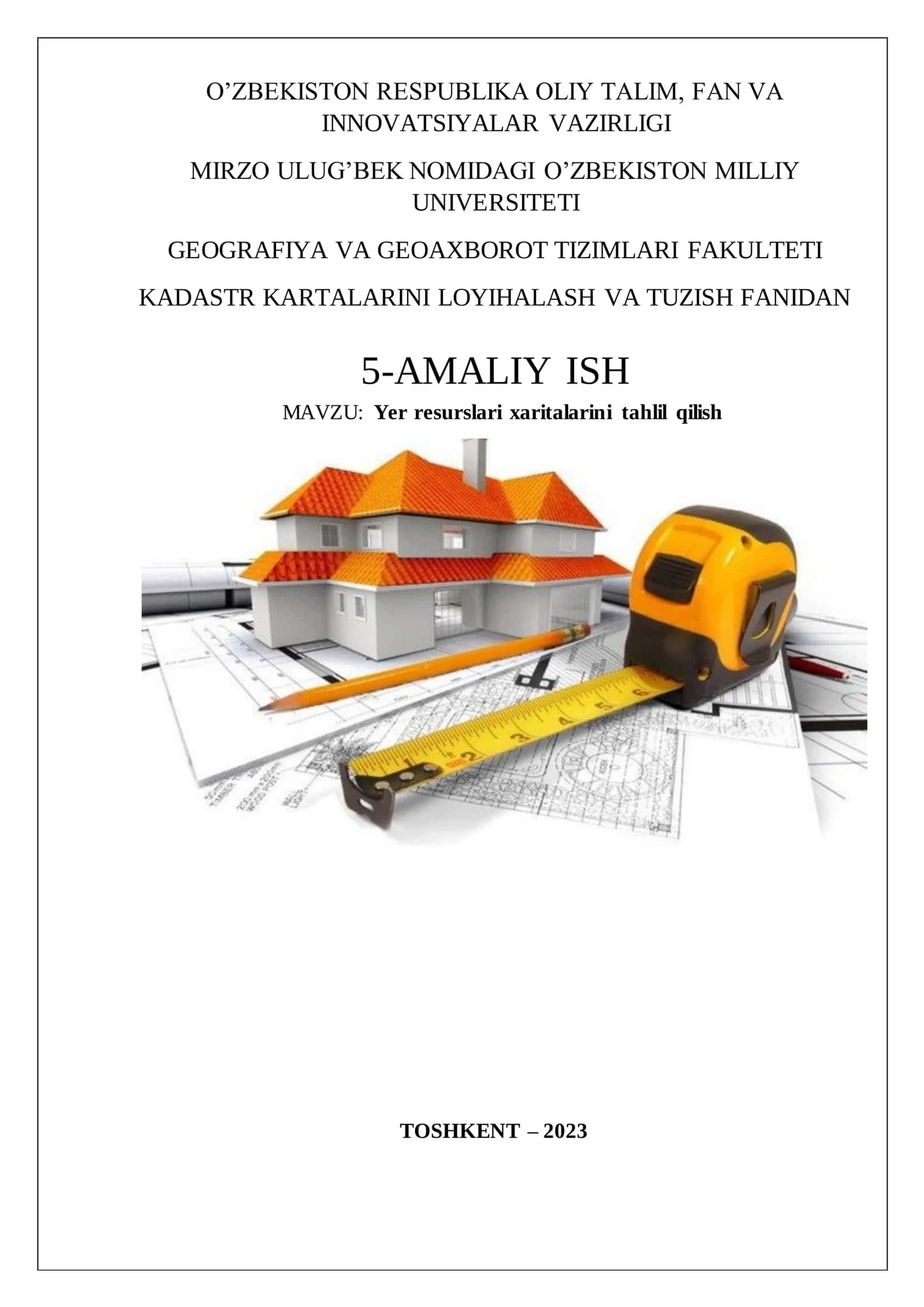 Yer resurslari xaritalarini tahlil qilish