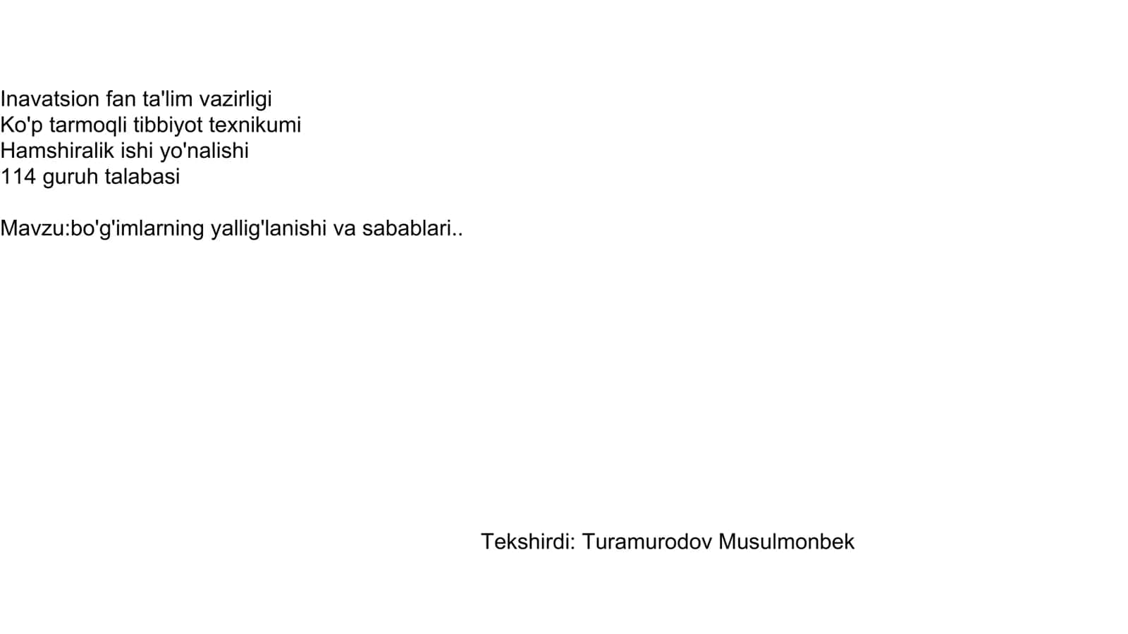 Ko'p tarmoqli tibbiyot texnikumi