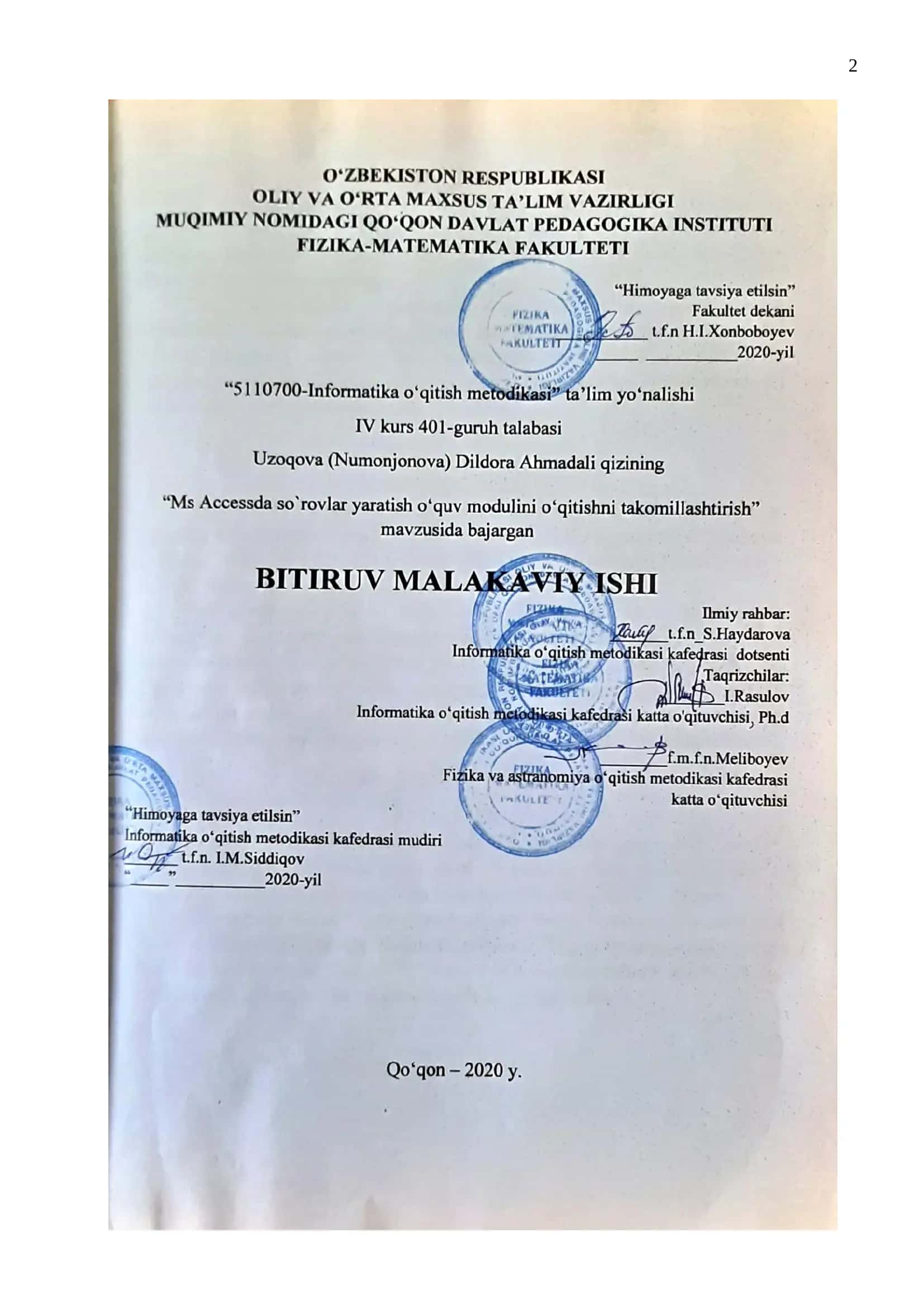 MS ACCESS DASTURI VA UNING IMKONIYATLARI