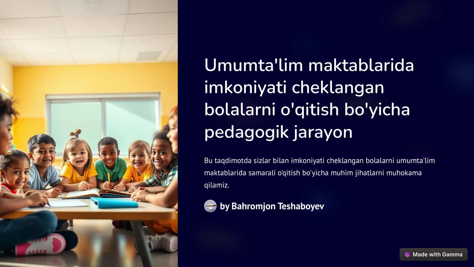 Imkoniyati cheklangan bolalarni o'qitish bo'yicha pedagogik jarayon